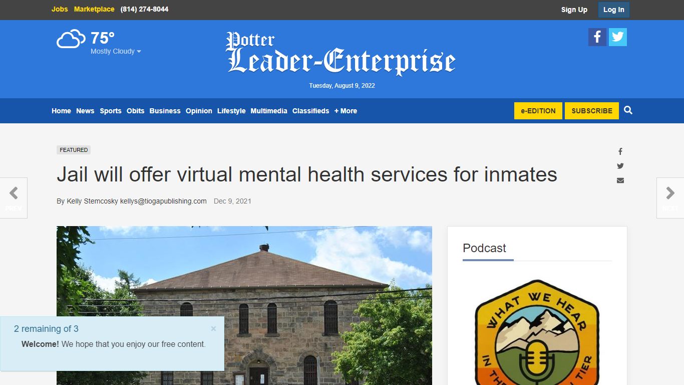 Jail will offer virtual mental health services for inmates ...